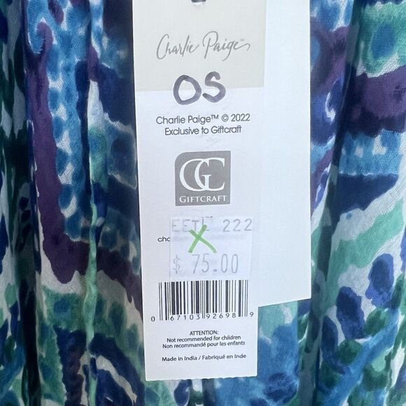 Charlie Paige NWT Dress One Size Flowy Cover Up Beaded Boho Blue Teal Aqua Beach - Picture 8 of 10